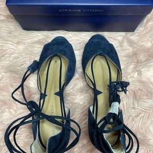 Size 8.5 Navy Blue Wedge Shoe. Adrienne Vittadini